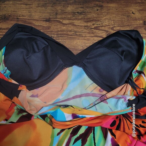 Vtg Blu Sage Floral Tropical Slip Dress M Stretch Beach Resort Vacation 90's Y2K - Picture 5 of 10